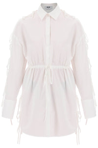 Msgm mini shirt dress with cut-outs and bows 3442MDA46 237125 BIANCO