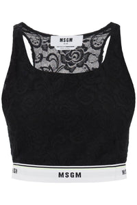 Msgm sports bra in lace with logoed band 3442MDR01 237317 NERO