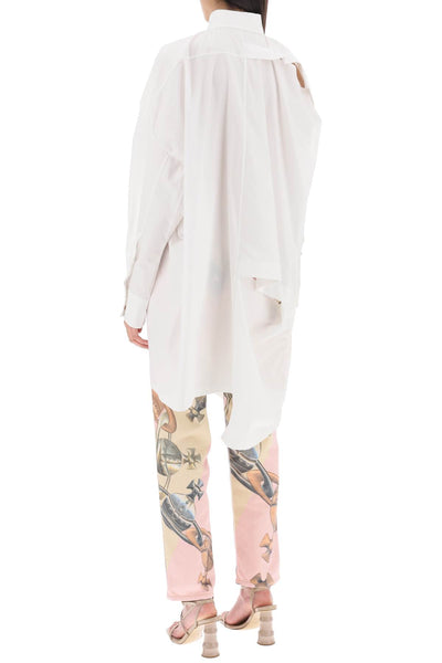 Vivienne westwood 超大廓形襯衫，附鏤空和不對稱下擺 3501001HW009QPI 白色