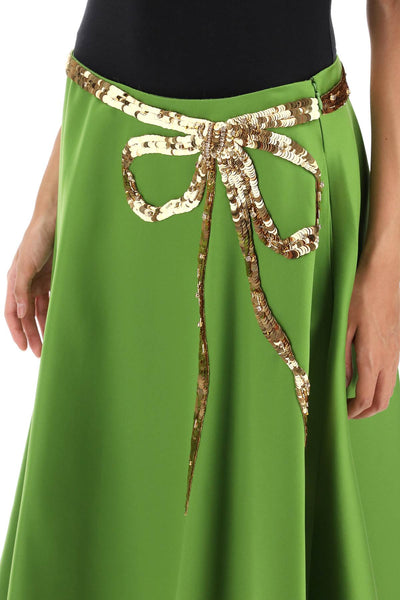 Valentino garavani 科技公爵夫人 A 字形半身裙，飾有亮片蝴蝶結 3B3RAA206D1 芹菜綠金