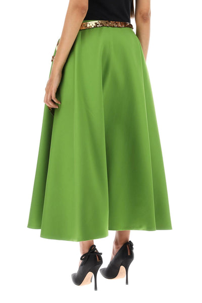 Valentino garavani techno duchesse a-line skirt with sequin-studded bow 3B3RAA206D1 CELERY GREEN GOLD