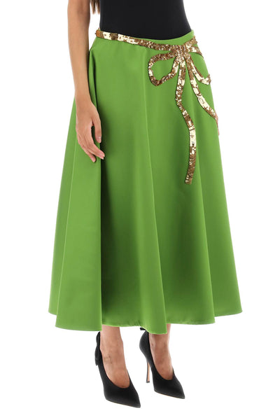 Valentino garavani 科技公爵夫人 A 字形半身裙，飾有亮片蝴蝶結 3B3RAA206D1 芹菜綠金