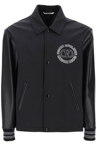 Valentino garavani varsity jacket with leather sleeves 3V3CIN059F9 NERO