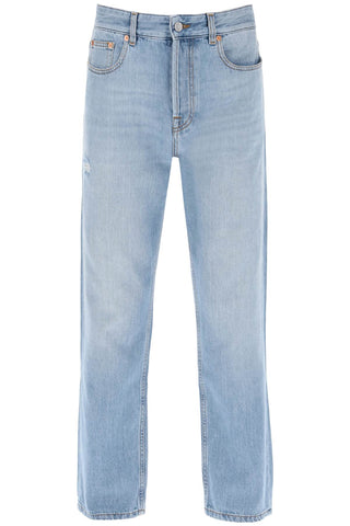 Valentino garavani tapered jeans with medium wash 3V3DE03D9EY DENIM BLU LAV CHIARO