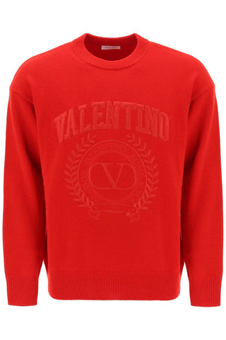 Valentino garavani crew-neck sweater with maison valentino embroidery 3V3KC26V9H3 ROSSO