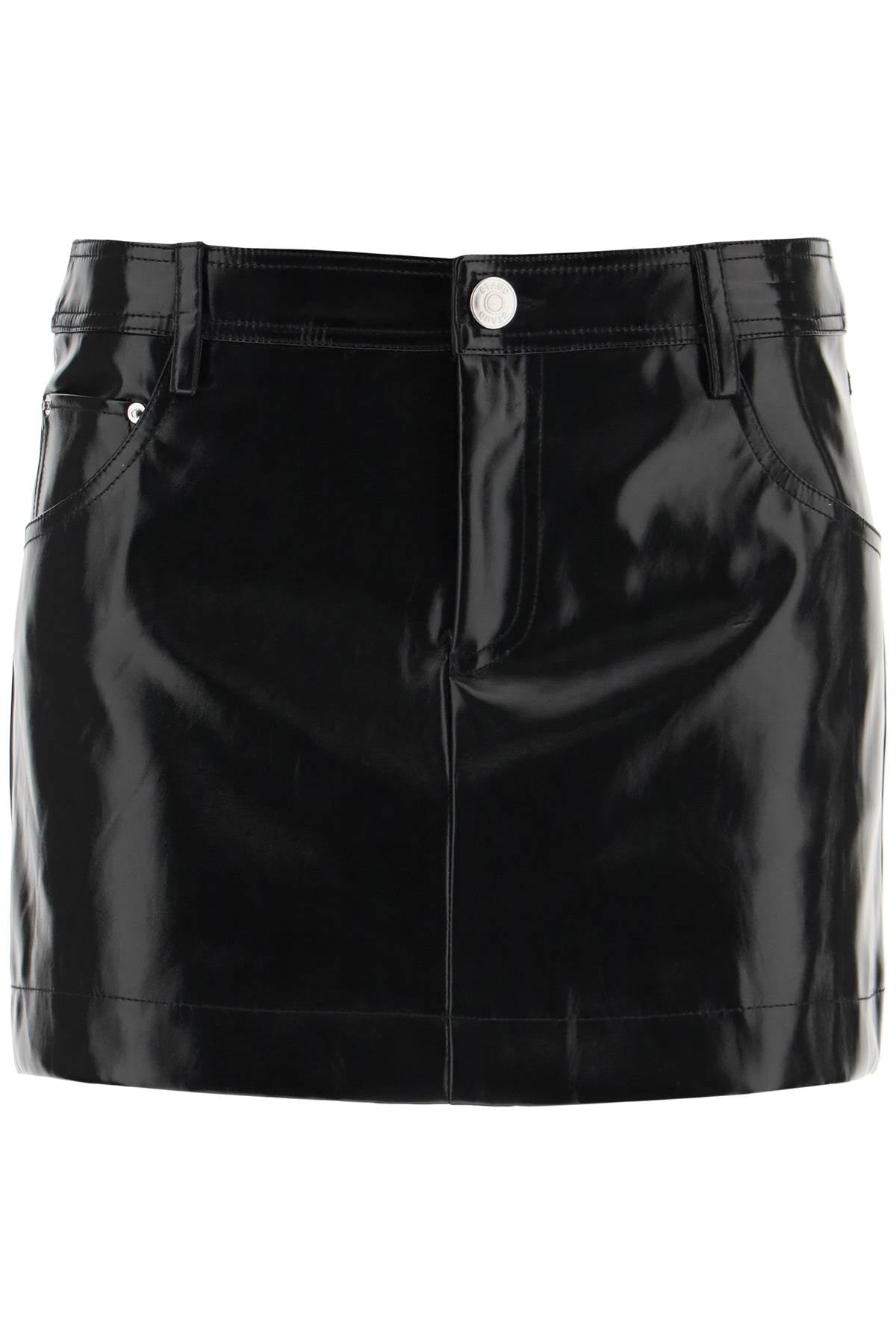 Staud vegan leather 'drawing' miniskirt 412 4135 BLACK