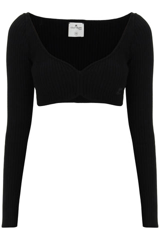 Courreges ribbed cropped sweater 422MTO104FI0001 BLACK