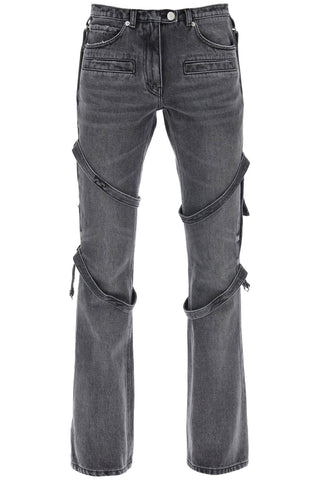 Courreges bootcut jeans with straps 423DPA165DE0009 STONEWAHSED GREY