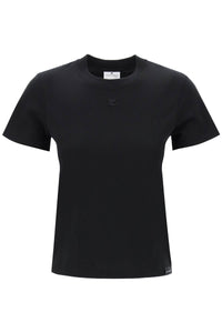 Courreges crewneck t-shirt with logo 423JTS006JS0107 BLACK