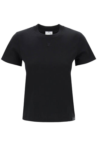 Courreges crewneck t-shirt with logo 423JTS006JS0107 BLACK