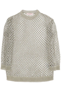 Valentino garavani "mesh knit pullover with sequins embell 4B0KC55W8J7 ECRU SILVER