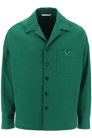 Valentino garavani “V 形細節帆布外套襯衫 4V0CJJ359UA 巴西爾綠