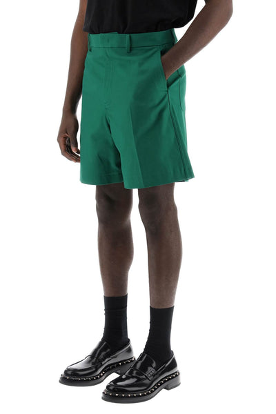 Valentino garavani "canvas bermuda shorts with v detail" 4V0RDDV19UA BASIL GREEN