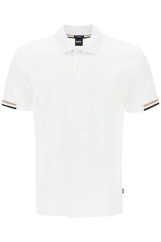 Boss parlay polo shirt with stripe detail 50467113 WHITE