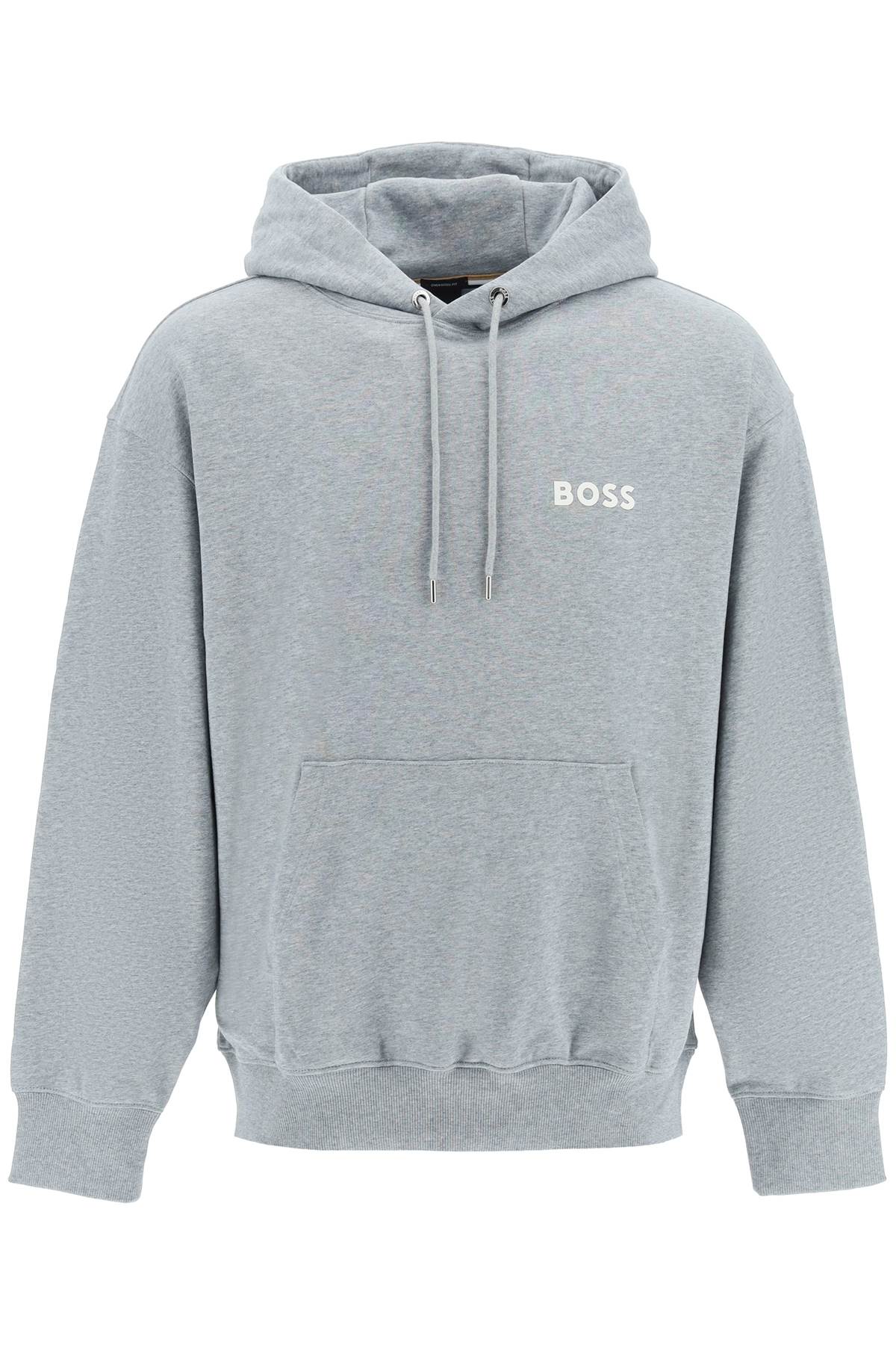 Boss rubberized logo detail hoodie 50472985 SILVER
