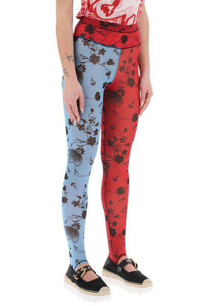 Chopova lowena color-block floral leggings 5107 BLUE AND RED