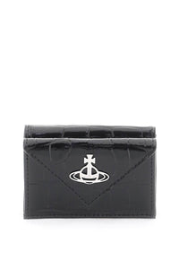 Vivienne westwood embossed crocodile leather tri-fold 51150009L0039PF BLACK