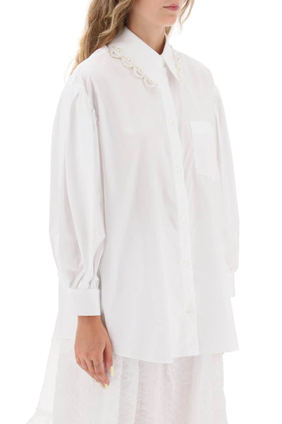 Simone rocha puff sleeve shirt with embellishment 5191B 1025 WHITE PEARL CLEAR