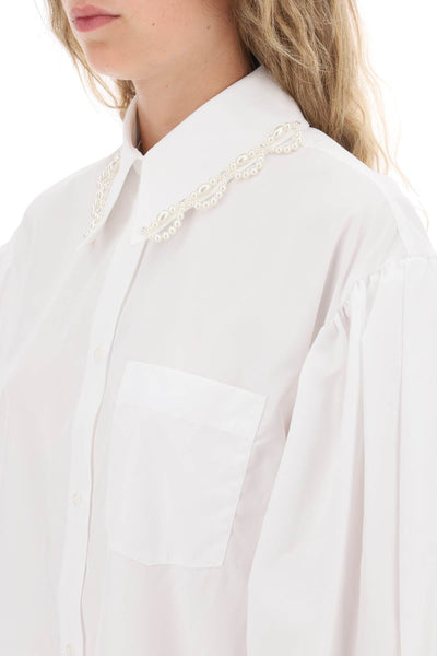 Simone rocha 裝飾泡泡袖襯衫 5191B 1025 白色珍珠透明