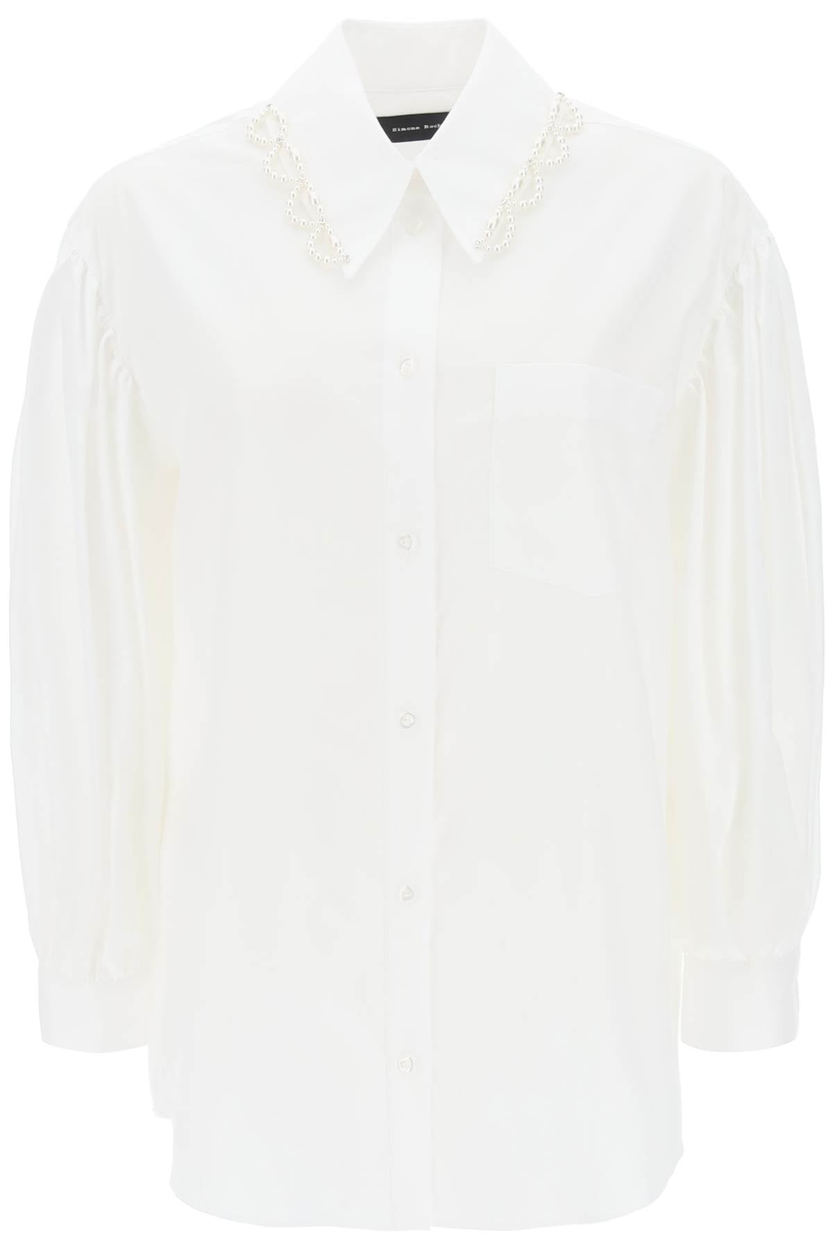 Simone rocha puff sleeve shirt with embellishment 5191B 1025 WHITE PEARL CLEAR