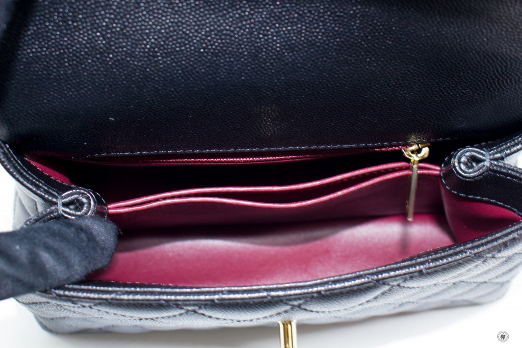 CHANEL Coco Handle 2WAYShoulder Bag Size XS Caviar Leather Black A92990
