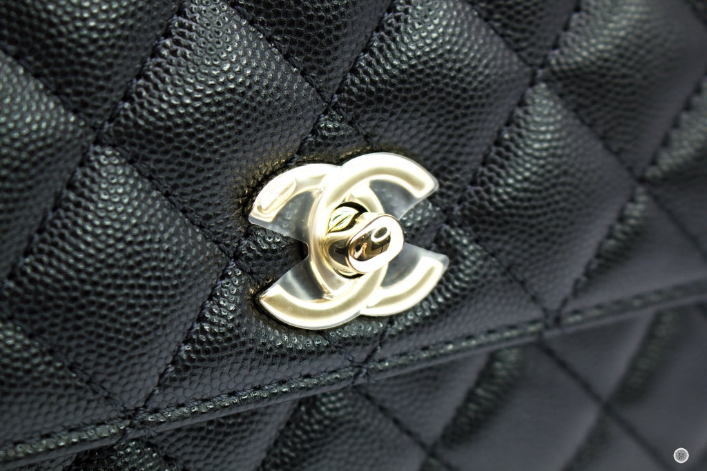Chanel A92990 B05061 Small Coco Handle Black / 94305 Caviar Shoulder B – Italy  Station