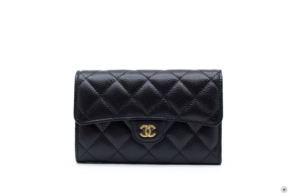 Chanel AP0232Y01864 Classic Flap Wallet Black / C3906 Caviar Short Wallet GHW
