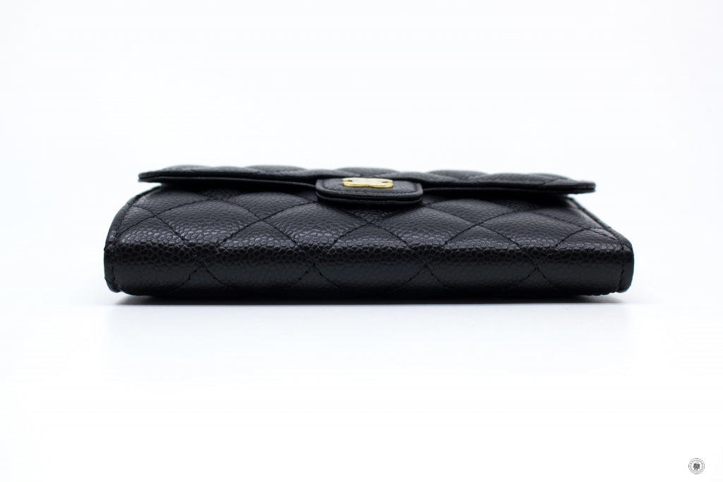 CHANEL Classic Long Flap Wallet Black Caviar Gold Hardware 2017