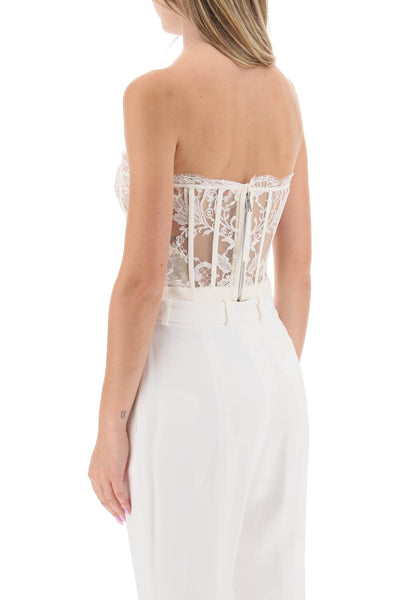 Alexander mcqueen cropped bustier top in lace 586959 QEAAH IVORY