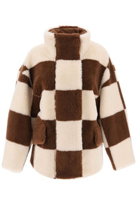 Stand studio dani teddy jacket with checkered motif 61948 9063 CREAM BROWN CHECK