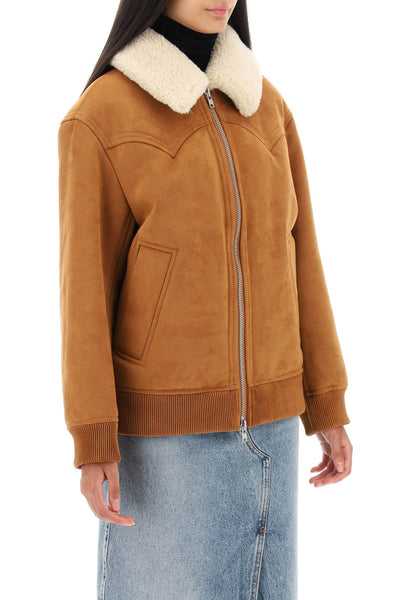 Stand studio lillee eco-shearling bomber jacket 61960 9074 TAN NATURAL WHITE