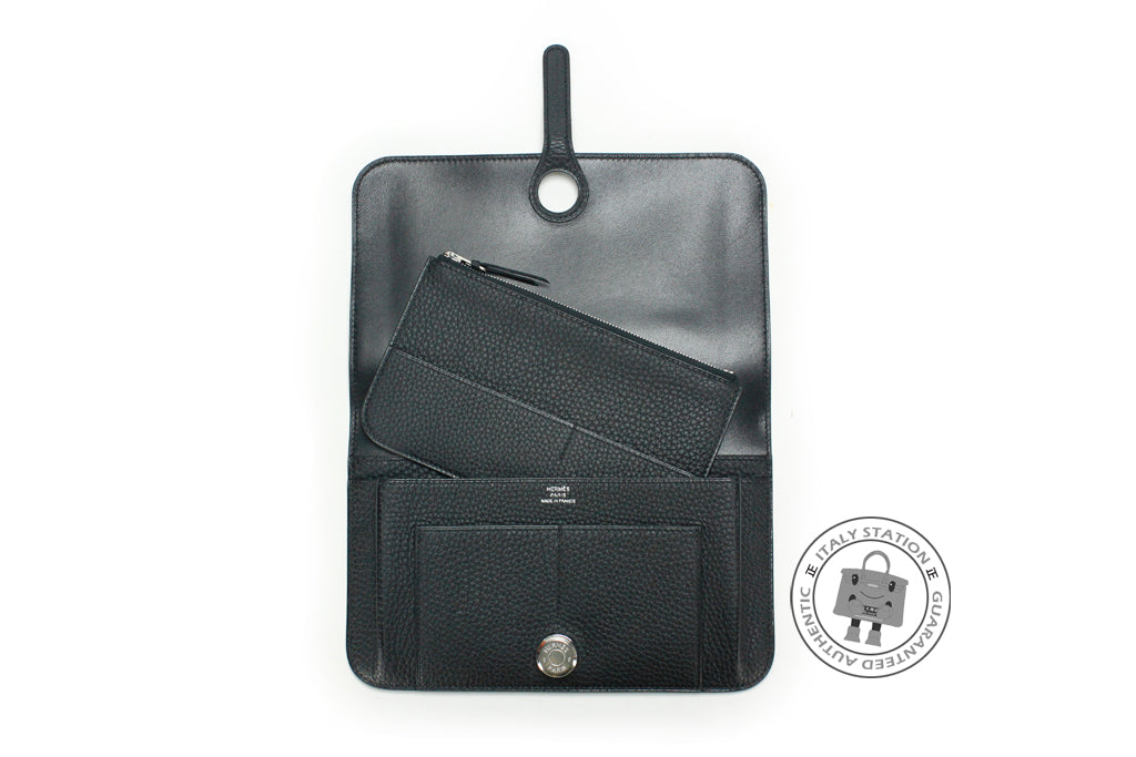 Hermes Dogon Duo Wallet Black Togo Palladium Hardware – Mightychic