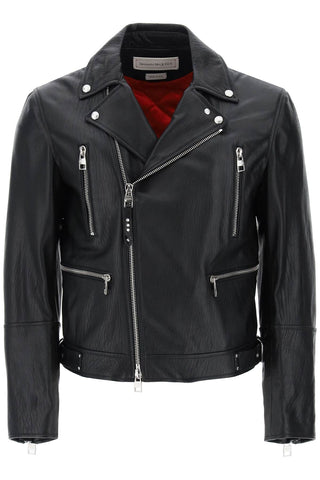 Alexander mcqueen leather biker jacket 626381 Q5LDS BLACK