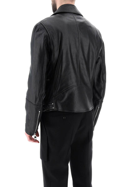 Alexander mcqueen leather biker jacket 626381 Q5LDS BLACK