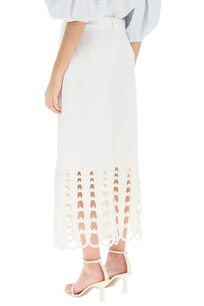 Stella mccartney cropped pants with embroidered hem 640072 3AU450 WHITE