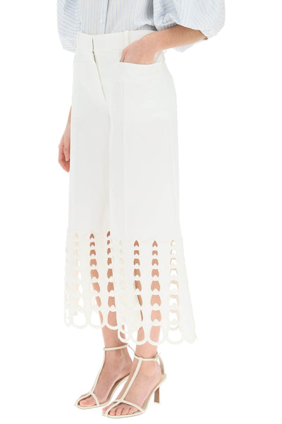 Stella mccartney cropped pants with embroidered hem 640072 3AU450 WHITE