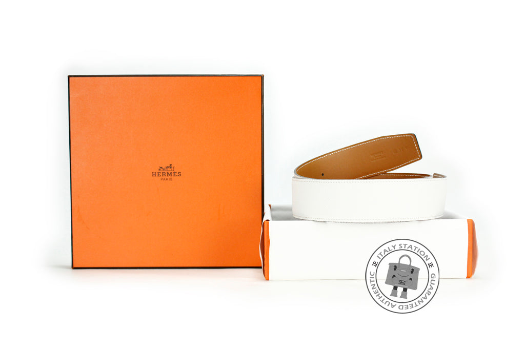 HERMES Hermes Reversible 42 MM White+nature Epsom 75 Belts 