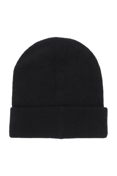 Alexander mcqueen cashmere beanie with logo embroidery 663195 4201Q BLACK IVORY