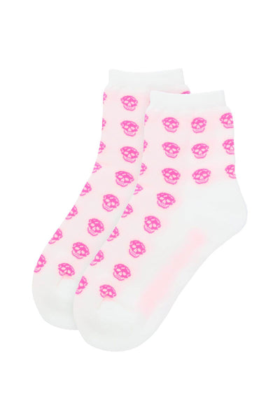亞歷山大·麥昆（Alexander McQueen Multiskull）襪子665189 3D86Q白色fluro粉紅色