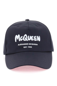 Alexander mcqueen 塗鴉棒球帽 667778 4404Q 海軍藍