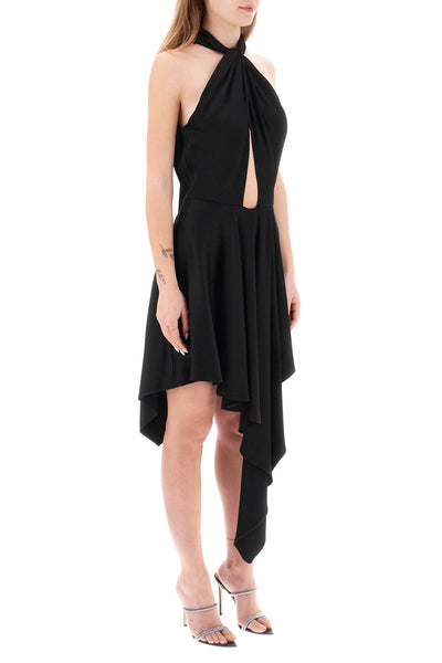 Stella mccartney asymmetrical dress with halterneck 6A0152 3BU358 BLACK