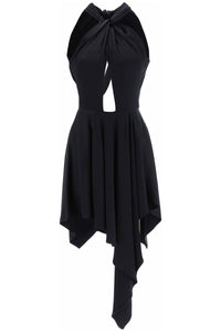 Stella mccartney asymmetrical dress with halterneck 6A0152 3BU358 BLACK