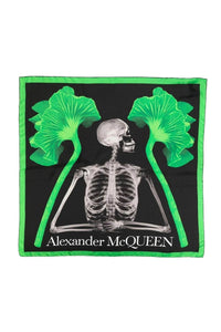 Alexander mcqueen 'mushroom skeleton' headscarf 718421 3001Q BLACK LIGHT GREEN