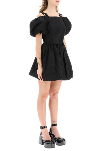 Simone rocha off-the-shoulder taffeta mini dress with slider straps 7200 0469 BLACK
