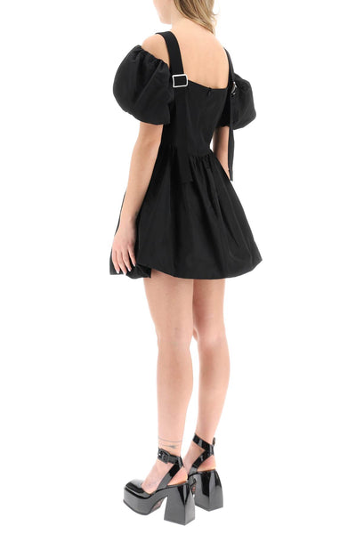 Simone rocha off-the-shoulder taffeta mini dress with slider straps 7200 0469 BLACK