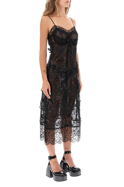 Simone rocha embroidered tulle slip dress 7222 1054 BLACK BLACK