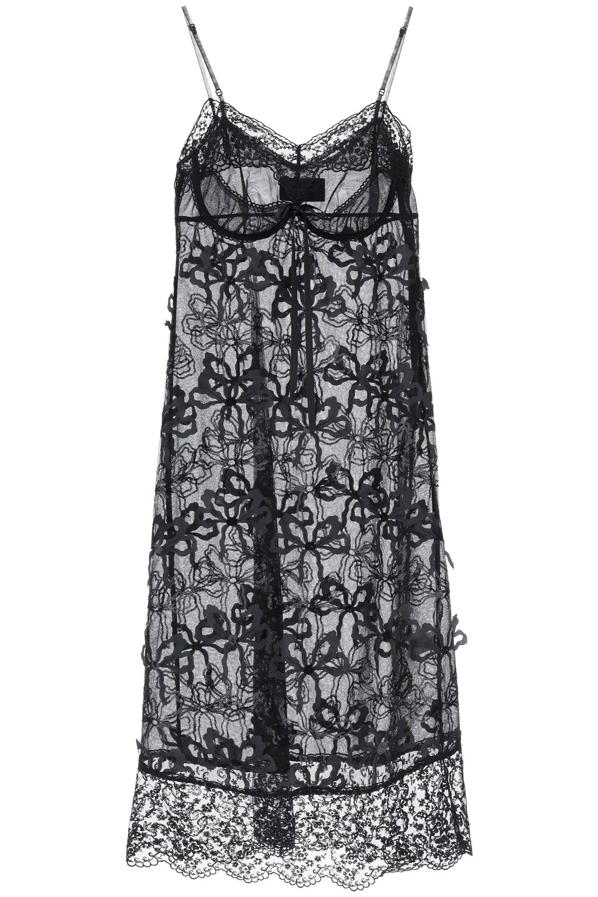 Floral embroidered tulle midi dress in black - Simone Rocha