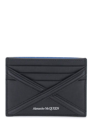 Alexander mcqueen 皮革吊帶卡夾 726324 1AAD0 黑色