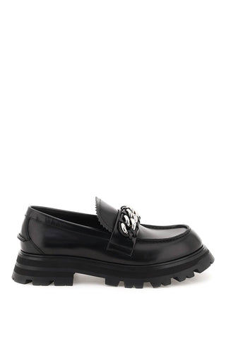 Alexander mcqueen chain penny loafers 727821 WHSWG BLACK SILVER