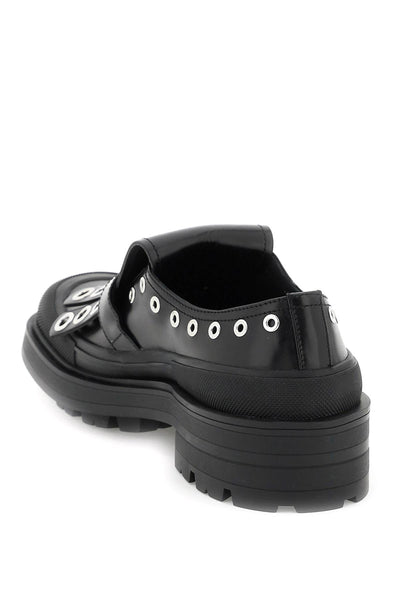 Alexander mcqueen loafers with studs 730090 WHSWD BLACK SILVER